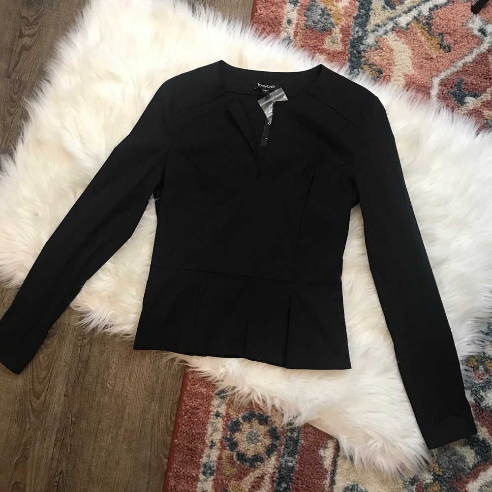 Bebe black peplum top